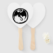 Éventails à main Dragon noir cœur blanc (Devant et derrière)