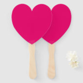 Éventails à main en cœur fuchsia rose chaud (Devant et derrière)