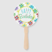 Éventails à main Fleuris Joyeux Anniversaire (Dos)