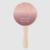 Éventails à main pailletés or rose avec texte pers (Devant)