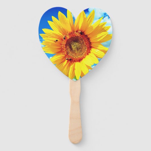Éventails à main Tournesol et Abeilles (Devant)