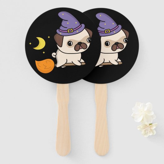 Éventails de main de sorcière Puggy (Devant et derrière)