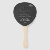 Éventails de mariage monogramme ardoise Cœur Rusti (Dos)