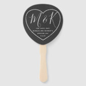 Éventails de mariage monogramme ardoise Cœur Rusti (Devant)