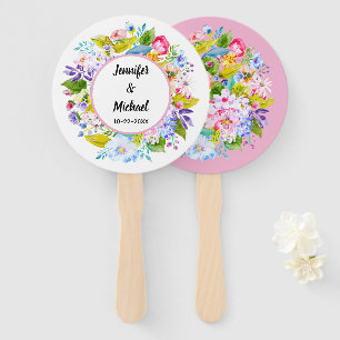 Éventails de mariage romantiques floraux roses mod
