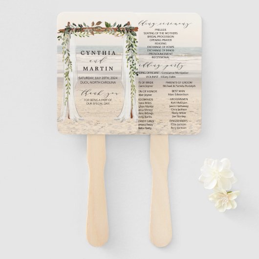 Éventails de plage pour arche de mariage (Devant et derrière)