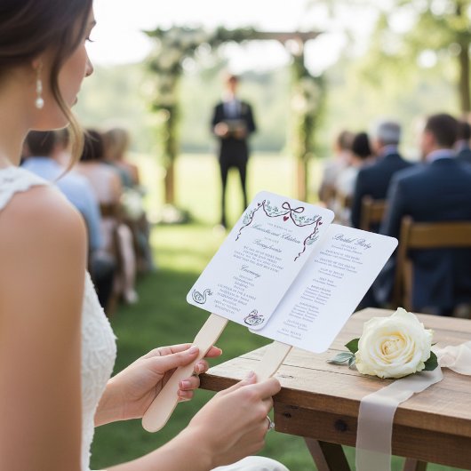 Éventails de programme de cérémonie de mariage de 