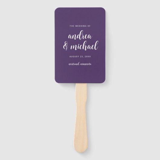 Éventails de programme de mariage à prune violette (Devant)