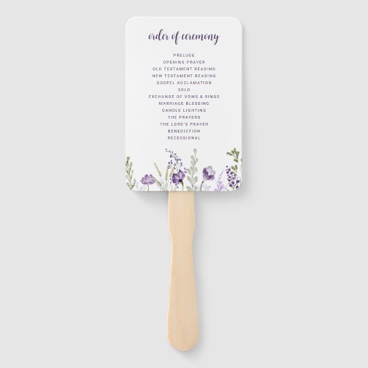 Éventails de programme de mariage à prune violette (Dos)