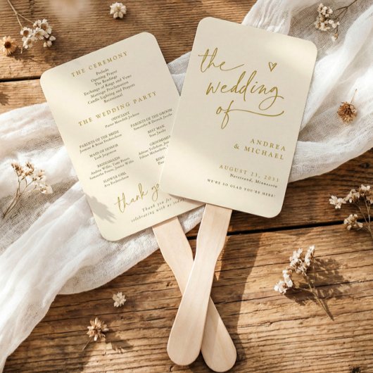 Éventails de programme de mariage amusants crème e