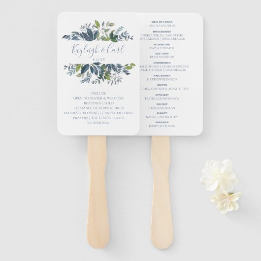 Éventails de Programme de Mariage avec Verdure | B (Devant et derrière)