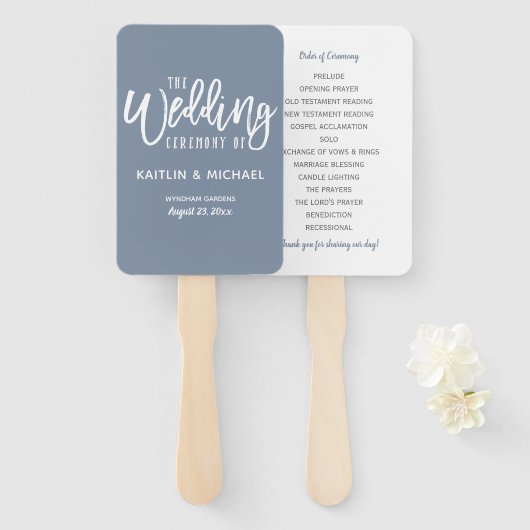 Éventails de programme de mariage | Écriture au pi (Devant et derrière)
