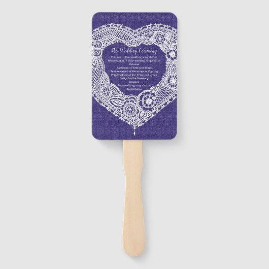 Éventails de programme de mariage en dentelle blan (Dos)