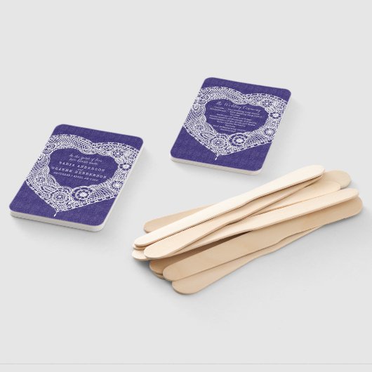 Éventails de programme de mariage en dentelle blan (Non-assemblé)