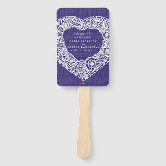 Éventails de programme de mariage en dentelle blan (Devant)