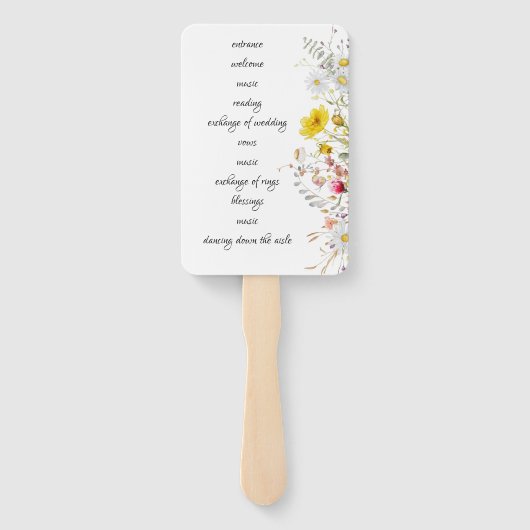 Éventails de Programme de Mariage Fleuris de Print (Dos)