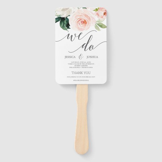 Éventails de programme de mariage Fleurs de Blushi (Devant)