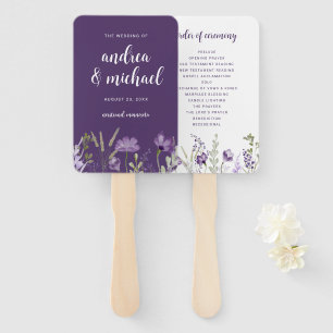 Éventails de programme de mariage floral lavande v