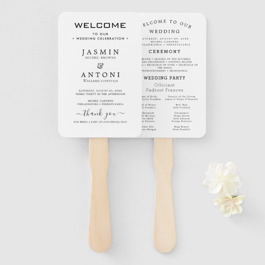 Éventails de programme de mariage moderne avec pho (Devant et derrière)