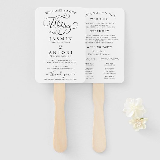 Éventails de programme de mariage moderne avec pho (Devant et derrière)