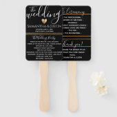 Éventails Élégants Mariage Or et Noir Set (Devant et derrière)