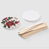 Éventails Fleuris aux Roses Rouges Foncées (Non-assemblé)