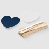 Éventails personnalisés Oxford Blue en forme de cœ (Non-assemblé)