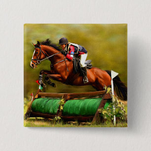 Eventer - Horse Art Vierkante Button 5,1 Cm