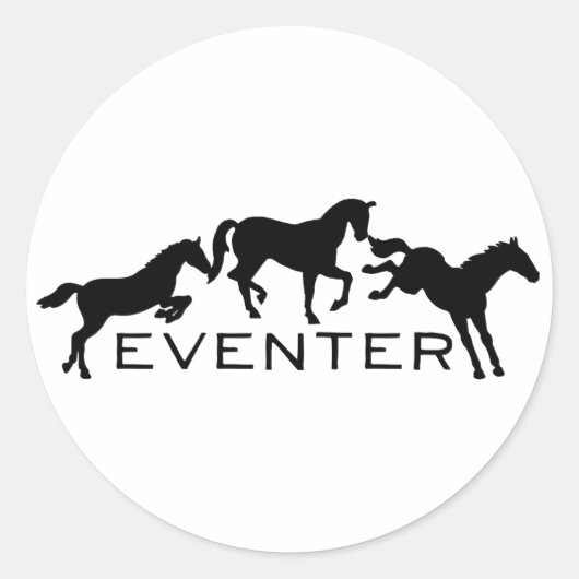 Eventer with Three Jumping Horses Ronde Sticker (Voorkant)