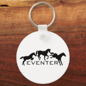 Eventer with Three Jumping Horses Sleutelhanger (Voorkant)