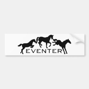 Eventingruiter met Drie Springende Paarden Bumpersticker