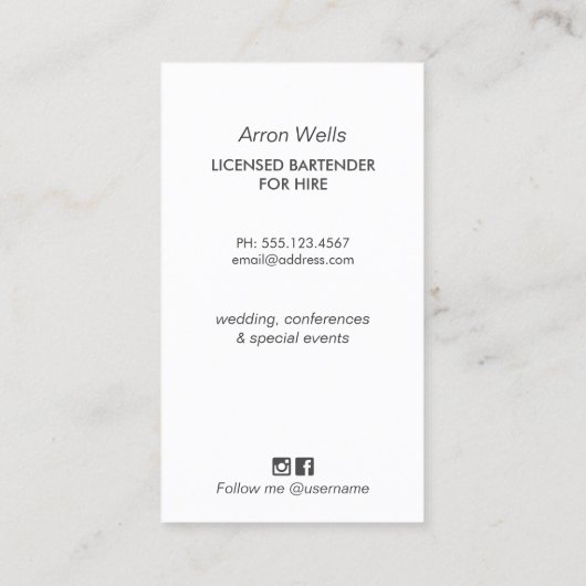 Events Bartender Visitekaartje (Achterkant)
