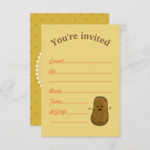 Events Invite, Cute Happy Potato Kaart