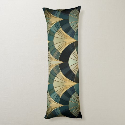 Eventures art deco - Goud op Smaragd Lichaamskussen (Achterkant (Verticaal))