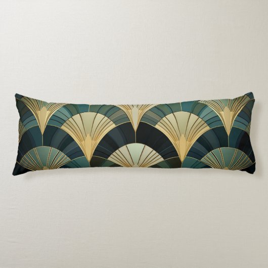 Eventures art deco - Goud op Smaragd Lichaamskussen (Voorkant)