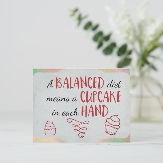 Evenwichtig dieet cupcake thema briefkaart (Staand voorkant)