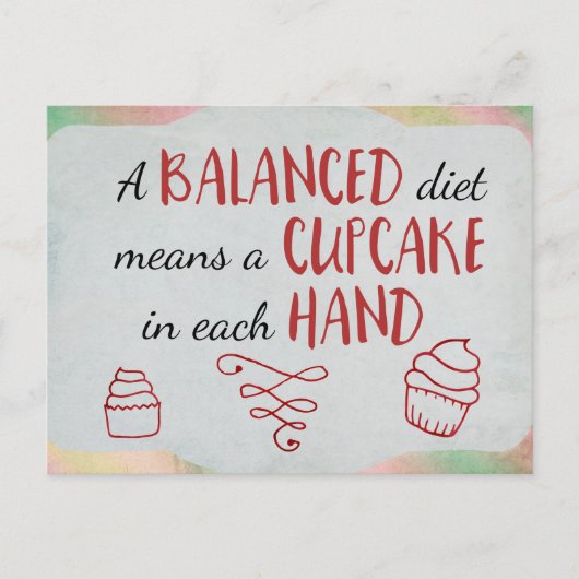 Evenwichtig dieet cupcake thema briefkaart (Voorkant)