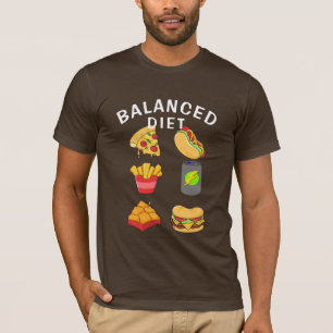 Evenwichtige Diet Humor T-shirt, Grappig Voedsel L T-shirt