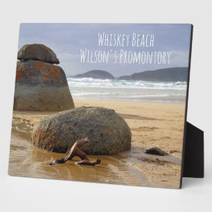 Evenwichtige Rocks en Driftwood op Australische st Fotoplaat