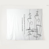 Ever After Heart Script Bruiloft Foto Achtergrond Wandkleed (Voorkant (horizontaal))