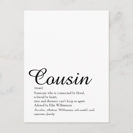 Ever Cousin Definitie Elegant Script Briefkaart (Voorkant)