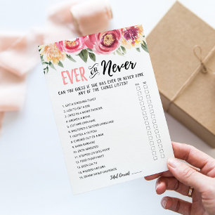 Ever or Never Editable Vrijgezellenfeest game Kaar Kaart