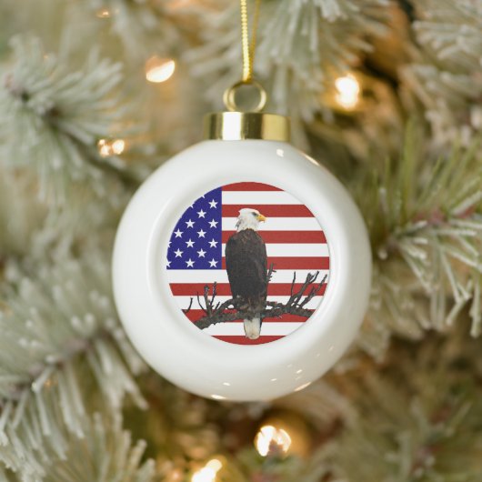 Ever Vigilant Bald Eagle Keramische Bal Ornament (Boom)