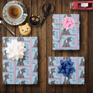 Ever Wonder Curious Cat Blue Inpakpapier Vel