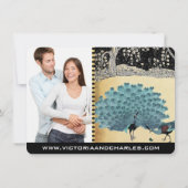 Everafter Art Deco Peacock Golden Forest bruiloft Kaart (Achterkant)