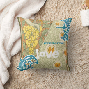 Everafter Bride Blauwgroen en Tangerine Peacock Bi Kussen