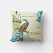 Everafter Bride Blauwgroen Limoen Peacock Birdcage Kussen (Voorkant)