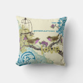 Everafter Bruid Teal Lime & Plum Bird Vogelkooi Kussen (Voorkant)