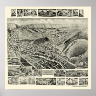Everett, PA Panorama Kaart - 1905 Poster