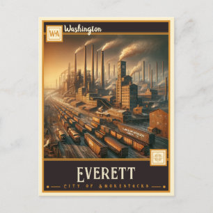 Everett, Washington Antiek Briefkaart